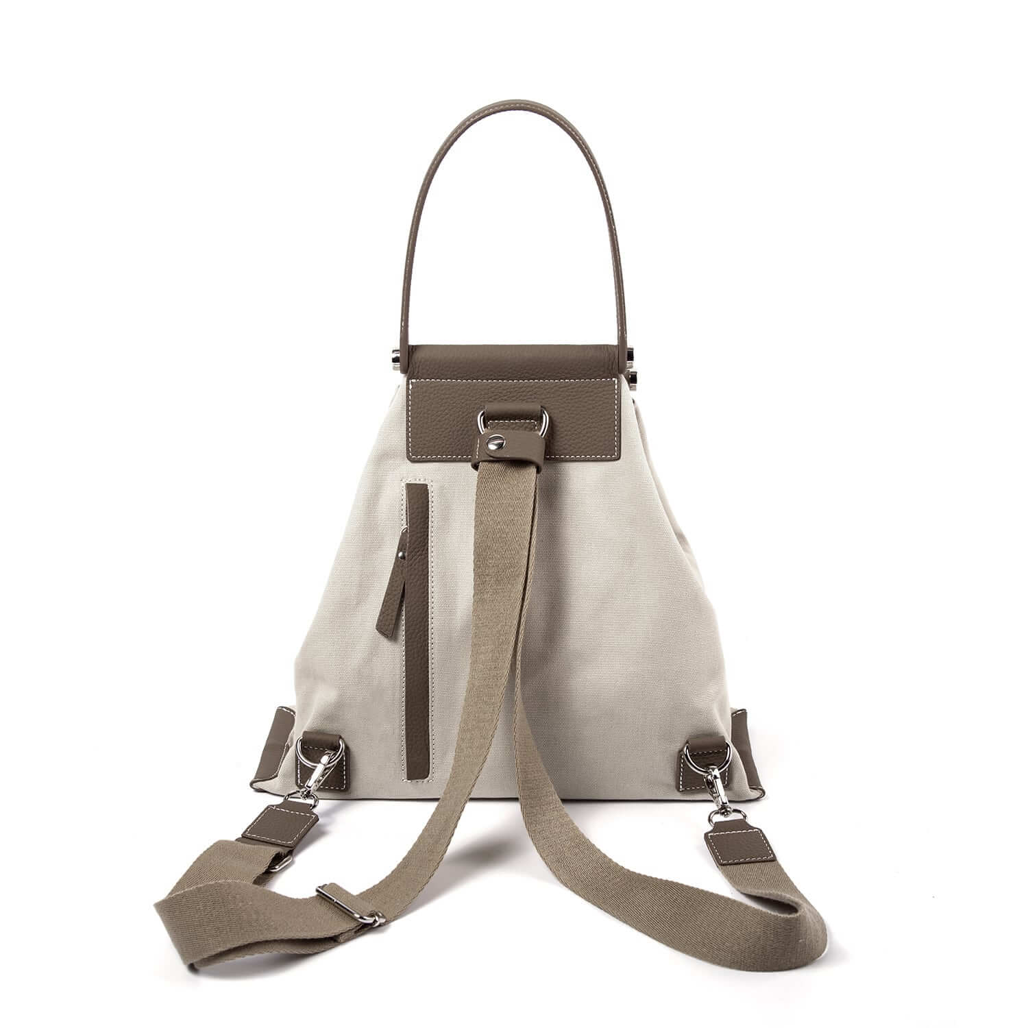 INA - Variety Tragetasche in Leder & Canvas Khaki