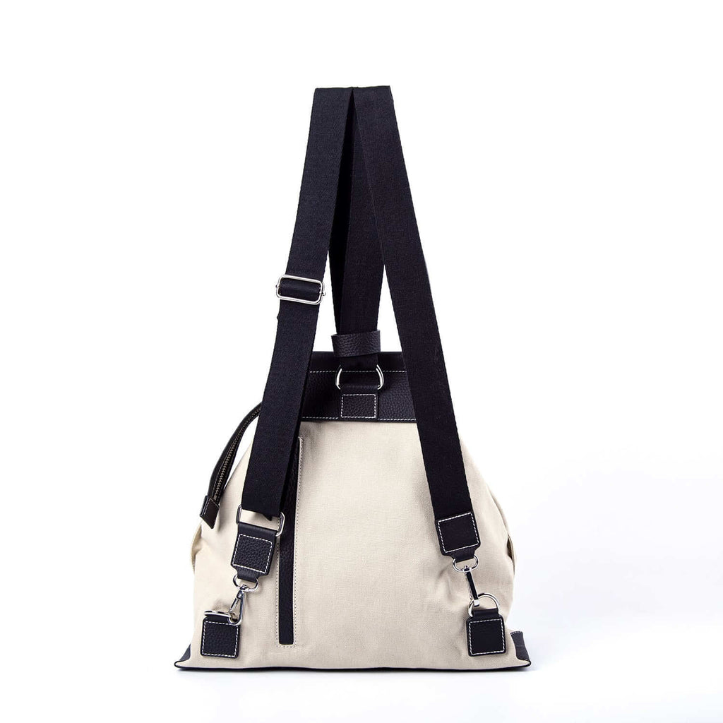 INA - Variety Tragetasche in Leder & Canvas Schwarz