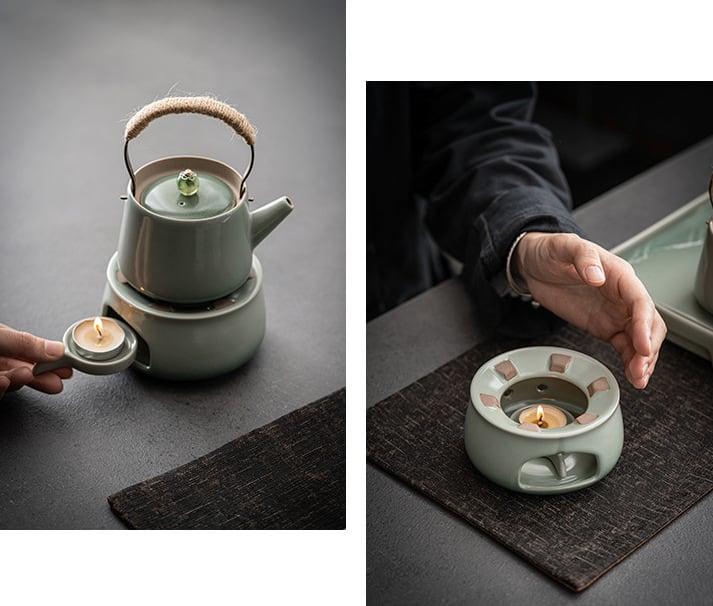 Japanisches Ashtray Pottery Lifting Beam Teapot Candle Tea Warmer Set
