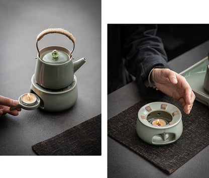 Japanisches Ashtray Pottery Lifting Beam Teapot Candle Tea Warmer Set