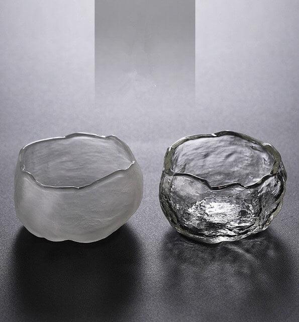 ADO Japanisches dickes Hammermuster Kleine Glas-Teeschale - 6 Stück
