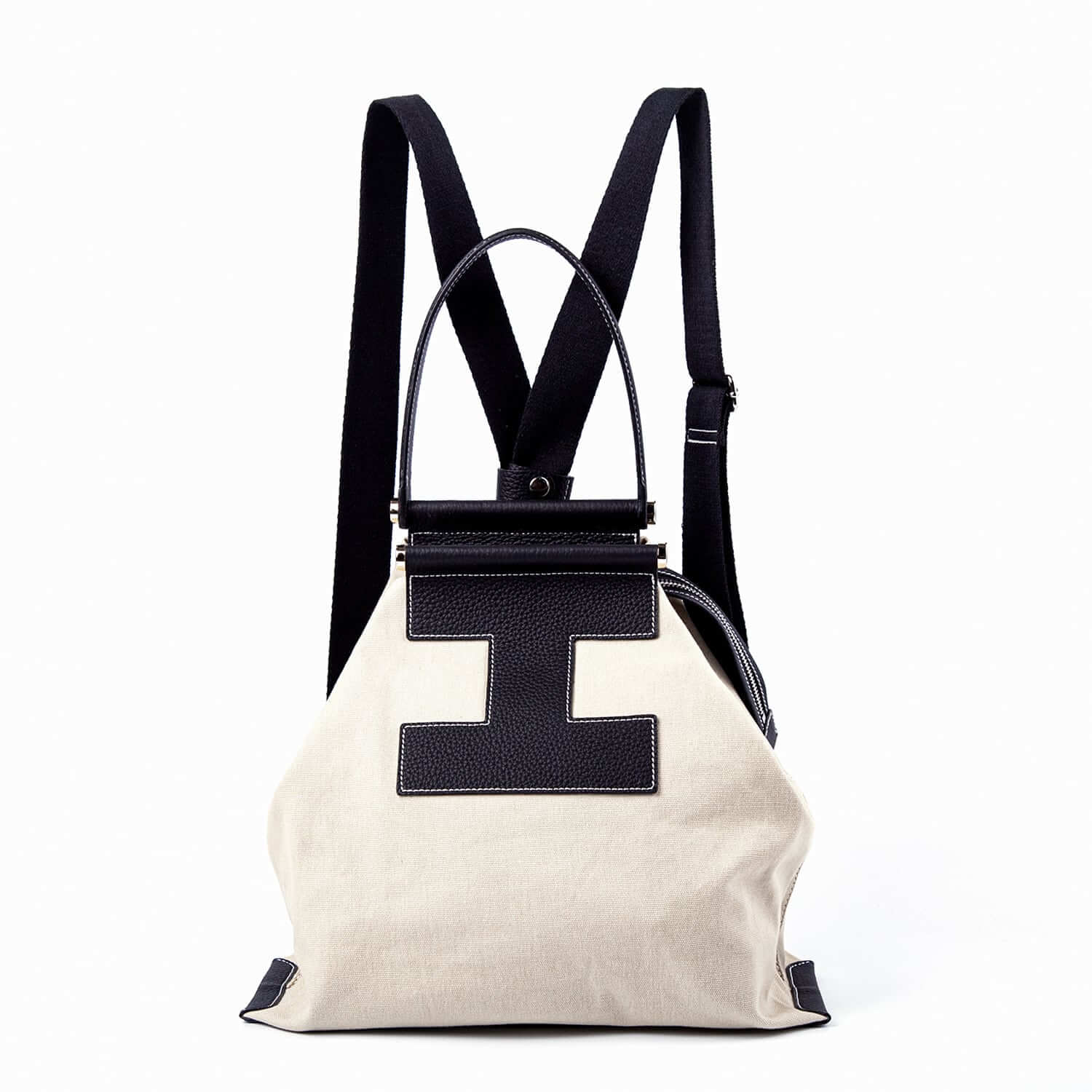 INA - Variety Tragetasche in Leder & Canvas Schwarz