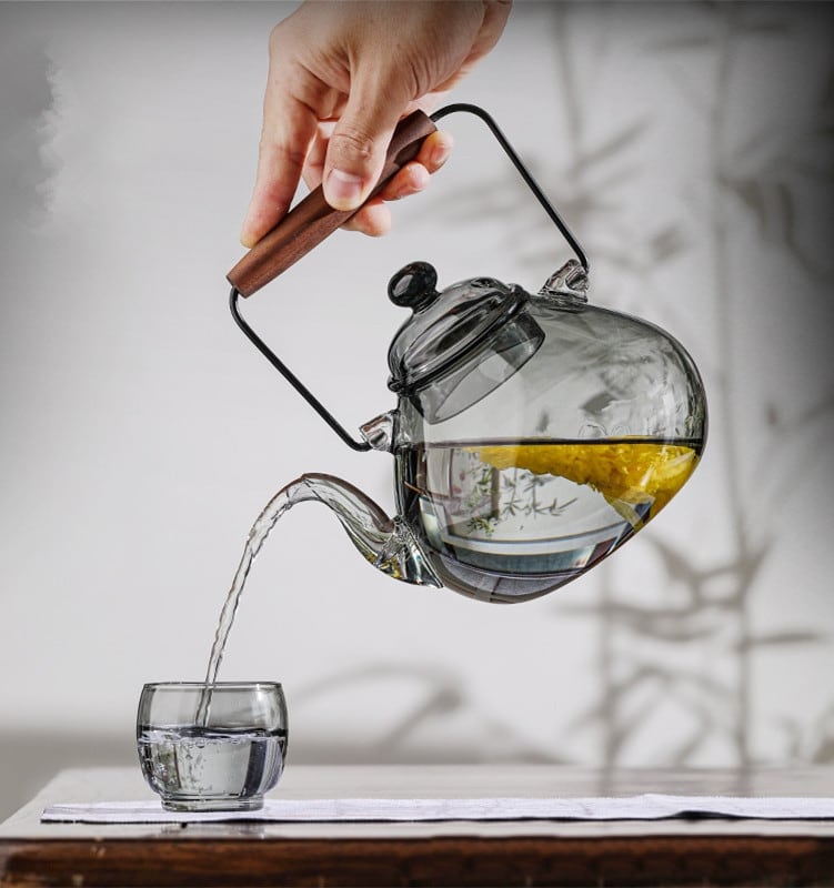 Toshiro | Rauchgraue Hitzeresistente Glas Teekessel & Cup