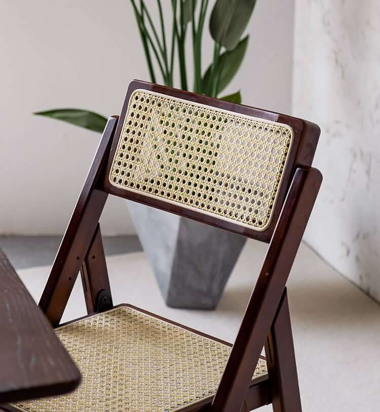 Akai Rika - Massivholz & Rattan Esszimmerstuhl | Klappstuhl