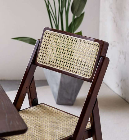 Akai Rika - Massivholz & Rattan Esszimmerstuhl | Klappstuhl