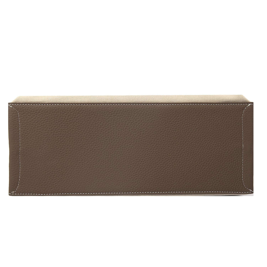 INA - Variety Tragetasche in Leder & Canvas Khaki