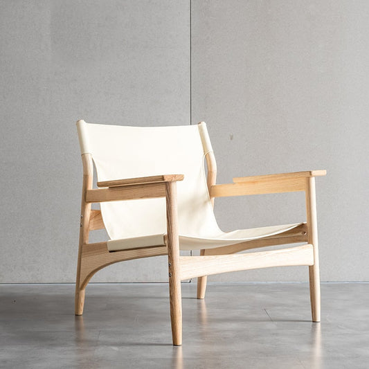 Kazue - Solid Ash Wood & Canvas Armchair | Lesestuhl