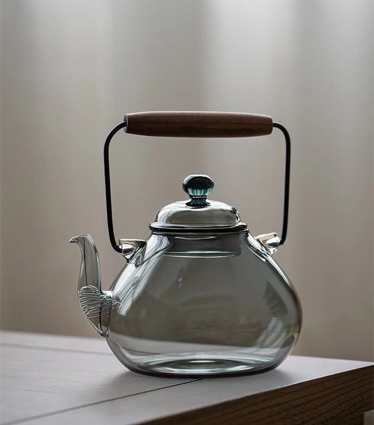 Toshiro | Rauchgraue Hitzeresistente Glas Teekessel & Cup