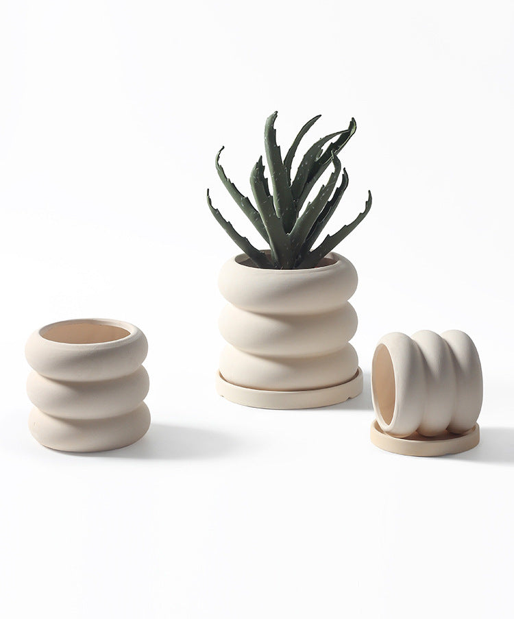 Donut - Pflanzentopf mit Saucer In / Outdoor Beige
