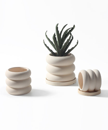 Donut - Pflanzentopf mit Saucer In / Outdoor Beige