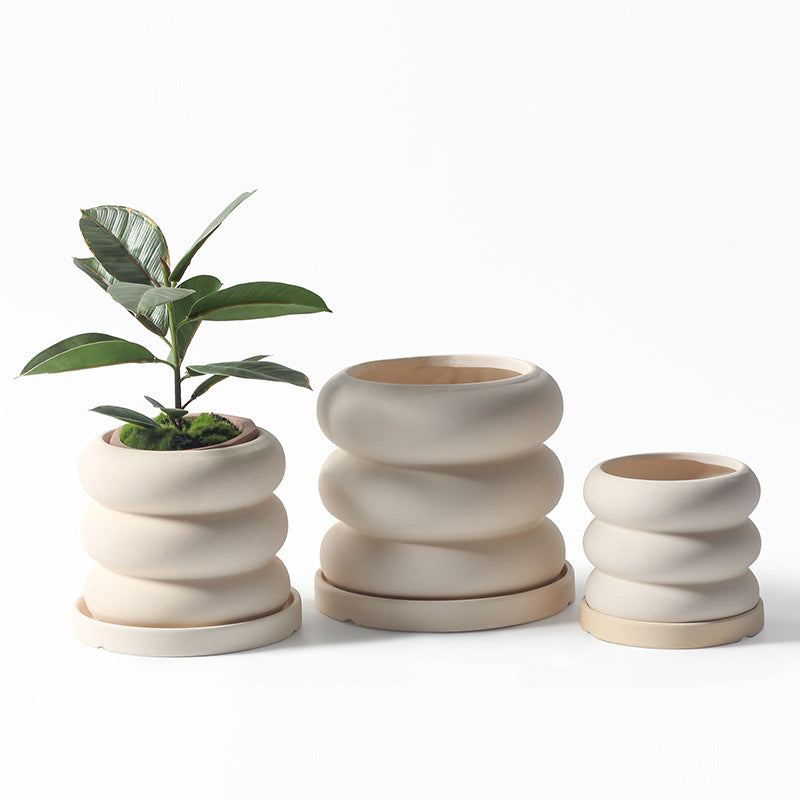 Donut - Pflanzentopf mit Saucer In / Outdoor Beige