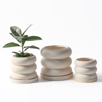 Donut - Pflanzentopf mit Saucer In / Outdoor Beige