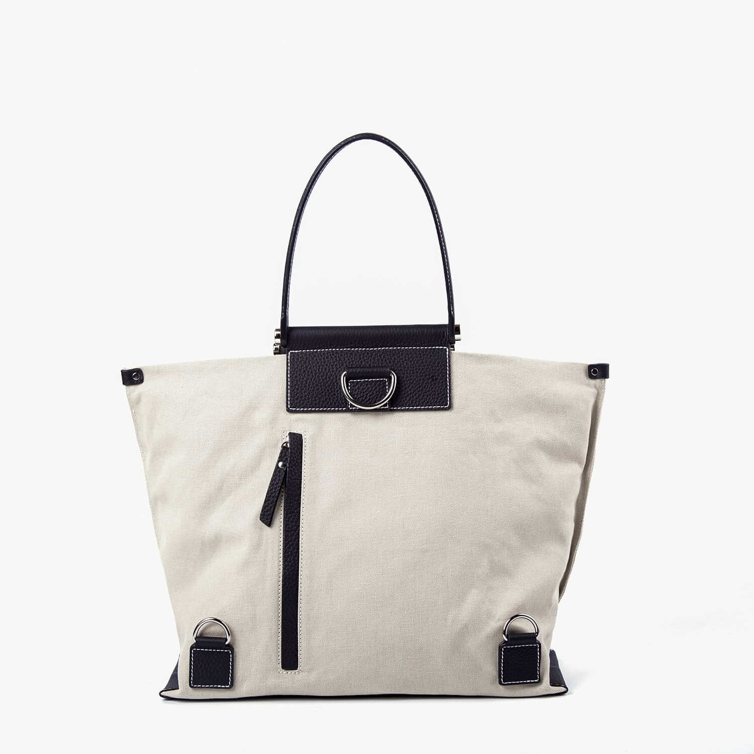 INA - Variety Tragetasche in Leder & Canvas Schwarz