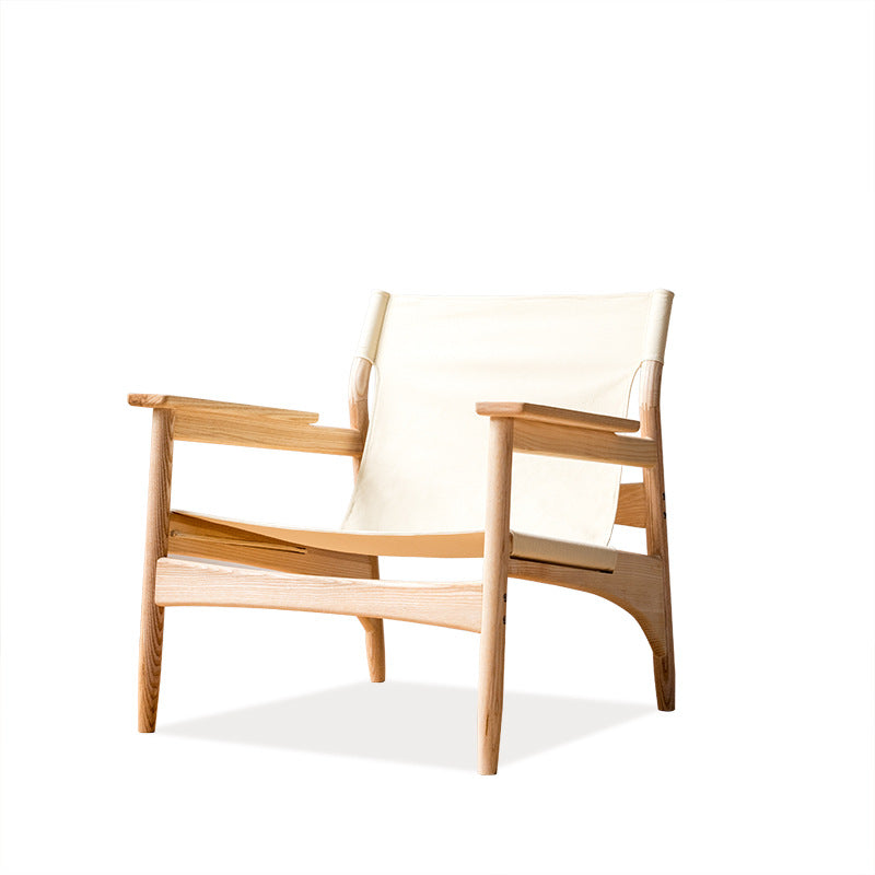 Kazue - Solid Ash Wood & Canvas Armchair | Lesestuhl