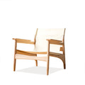 Kazue - Solid Ash Wood & Canvas Armchair | Lesestuhl