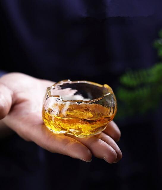 ADO Japanisches dickes Hammermuster Kleine Glas-Teeschale - 6 Stück
