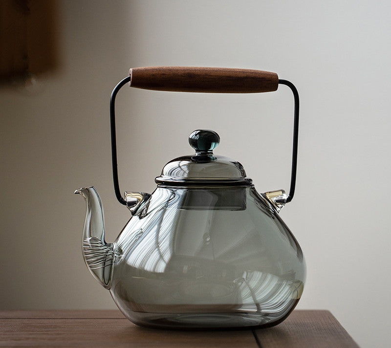 Toshiro | Rauchgraue Hitzeresistente Glas Teekessel & Cup
