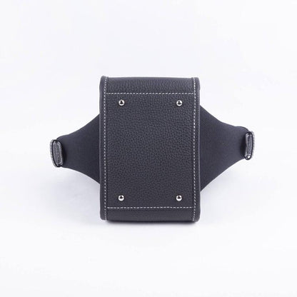 Mini Schwarz & Schwarz Zweihand-Canvas und Full Grain Cow Leather Square Swing Bag