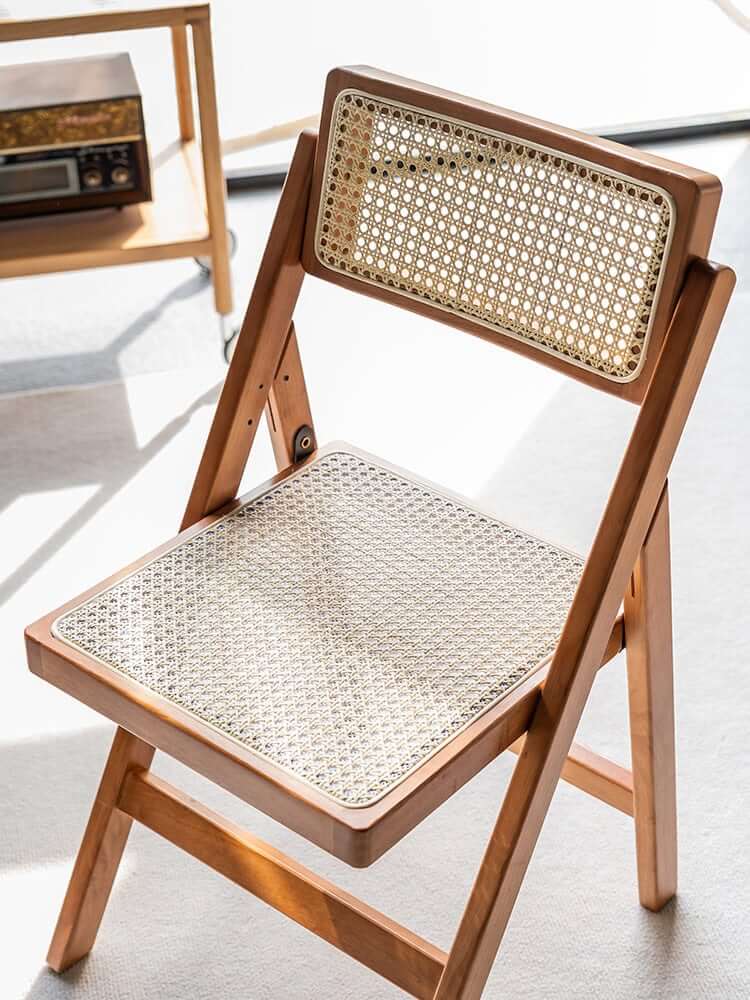 Akai Rika - Massivholz & Rattan Esszimmerstuhl | Klappstuhl