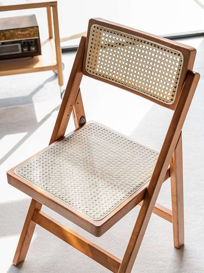 Akai Rika - Massivholz & Rattan Esszimmerstuhl | Klappstuhl