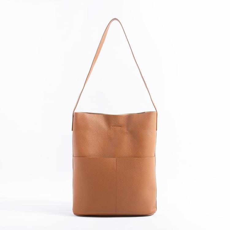 NO.2 Braune Vollkornkuh Ledereimertasche | Tragetasche | Schultertasche