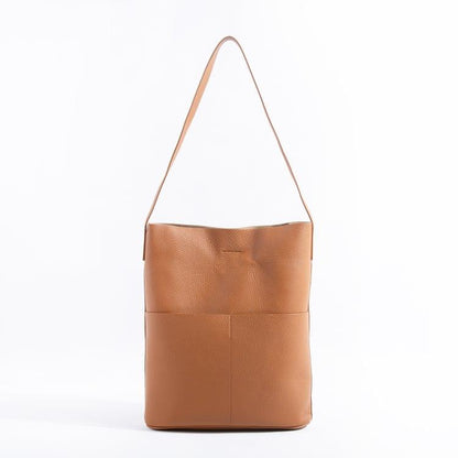 NO.2 Braune Vollkornkuh Ledereimertasche | Tragetasche | Schultertasche