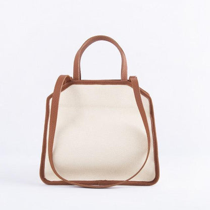 Braun & Weiß Canvas Square Große Kapazität Tragetasche | Handtasche | Crossbody Bag
