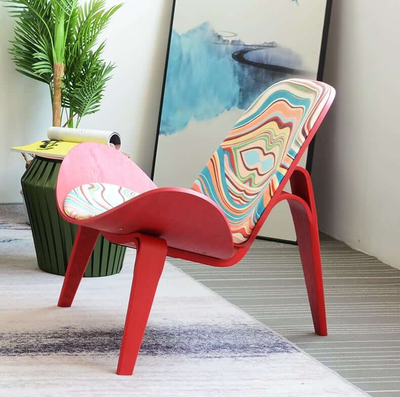 MP Shell Chair - Classic Loungesessel | Lesestuhl in Stoff - Lips Graffiti