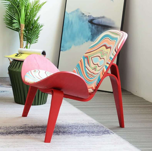 MP Shell Chair - Classic Loungesessel | Lesestuhl in Stoff - Lips Graffiti