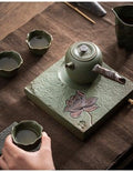 Japanisches Lotus Side Grip Kung Fu Teapot Set - 6 Stück | Ein Topf und drei Tassen mit Tray