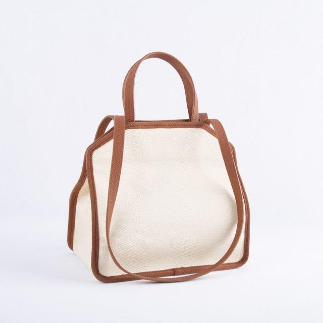 Braun & Weiß Canvas Square Große Kapazität Tragetasche | Handtasche | Crossbody Bag