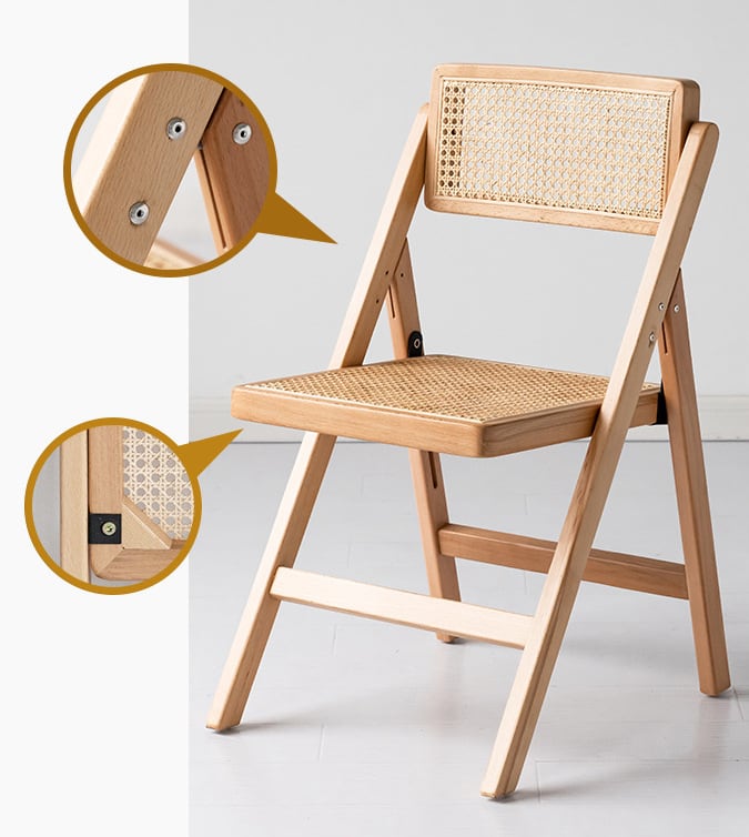 Akai Rika - Massivholz & Rattan Esszimmerstuhl | Klappstuhl