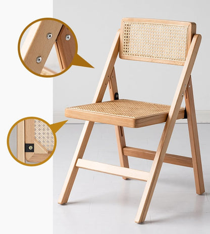Akai Rika - Massivholz & Rattan Esszimmerstuhl | Klappstuhl