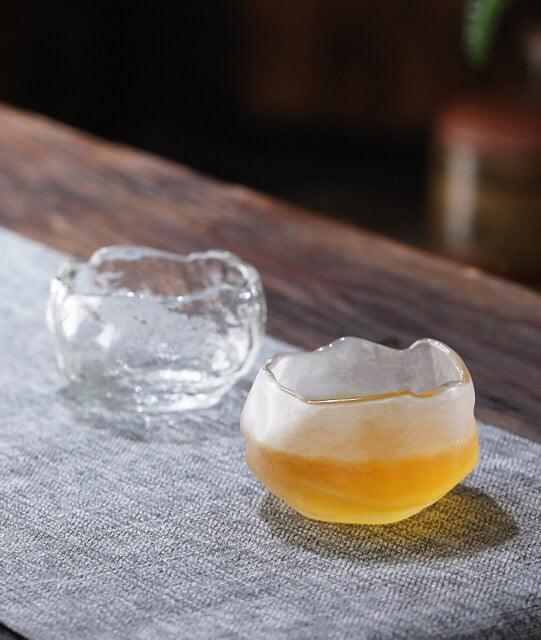 ADO Japanisches dickes Hammermuster Kleine Glas-Teeschale - 6 Stück