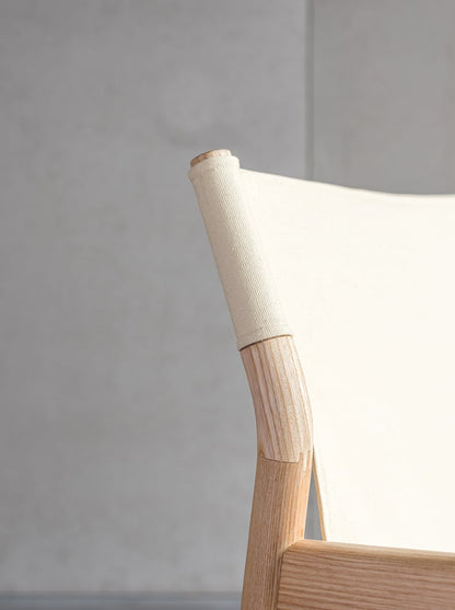 Kazue - Solid Ash Wood & Canvas Armchair | Lesestuhl