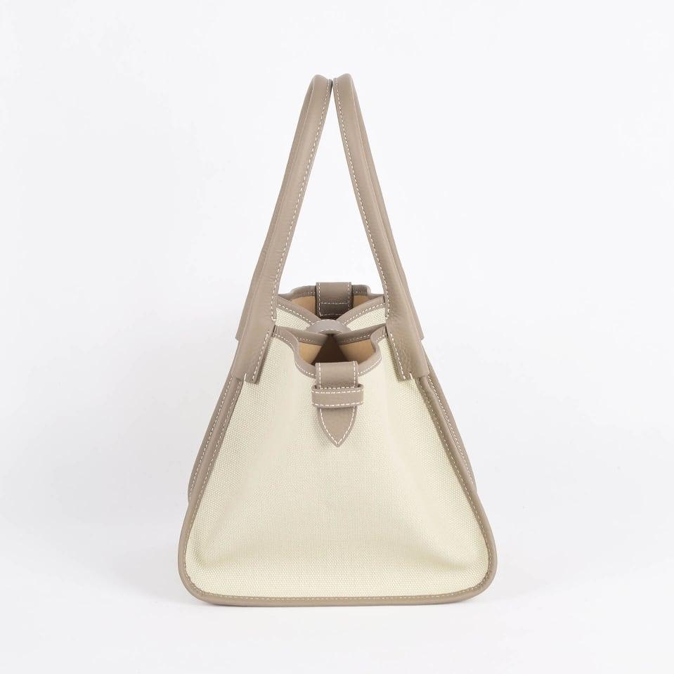 Classic Large Grau Zweihand-Canvas Square Swing Bag - Flügeltasche | SchulterBag | Handtasche