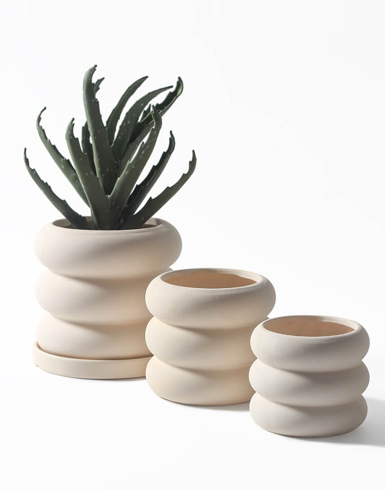 Donut - Pflanzentopf mit Saucer In / Outdoor Beige