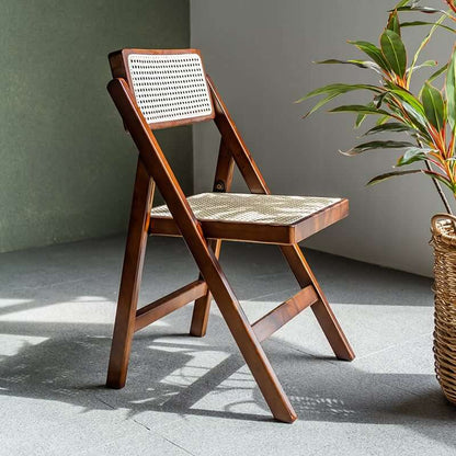 Akai Rika - Massivholz & Rattan Esszimmerstuhl | Klappstuhl
