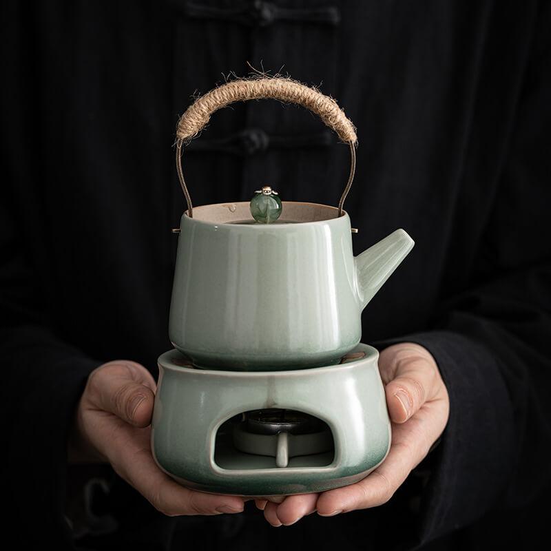 Japanisches Ashtray Pottery Lifting Beam Teapot Candle Tea Warmer Set