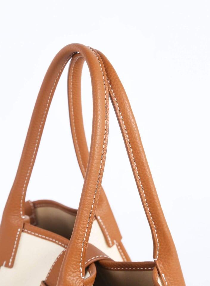 Classic Large Braun Zweihand-Canvas Square Swing Bag - Flügeltasche | ShoulderBag | Handtasche
