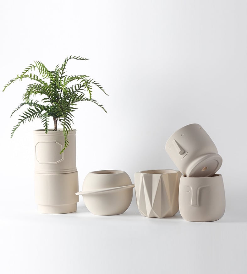 Pandora 6er-Set - Handgemachte Pflanzentöpfe In / Outdoor Beige