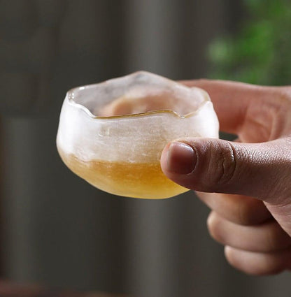 ADO Japanisches dickes Hammermuster Kleine Glas-Teeschale - 6 Stück