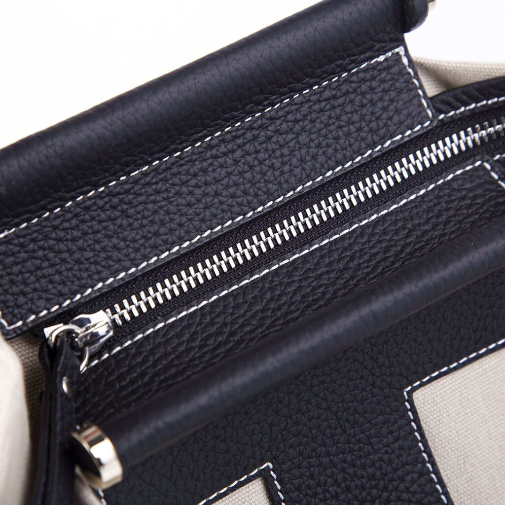 INA - Variety Tragetasche in Leder & Canvas Schwarz