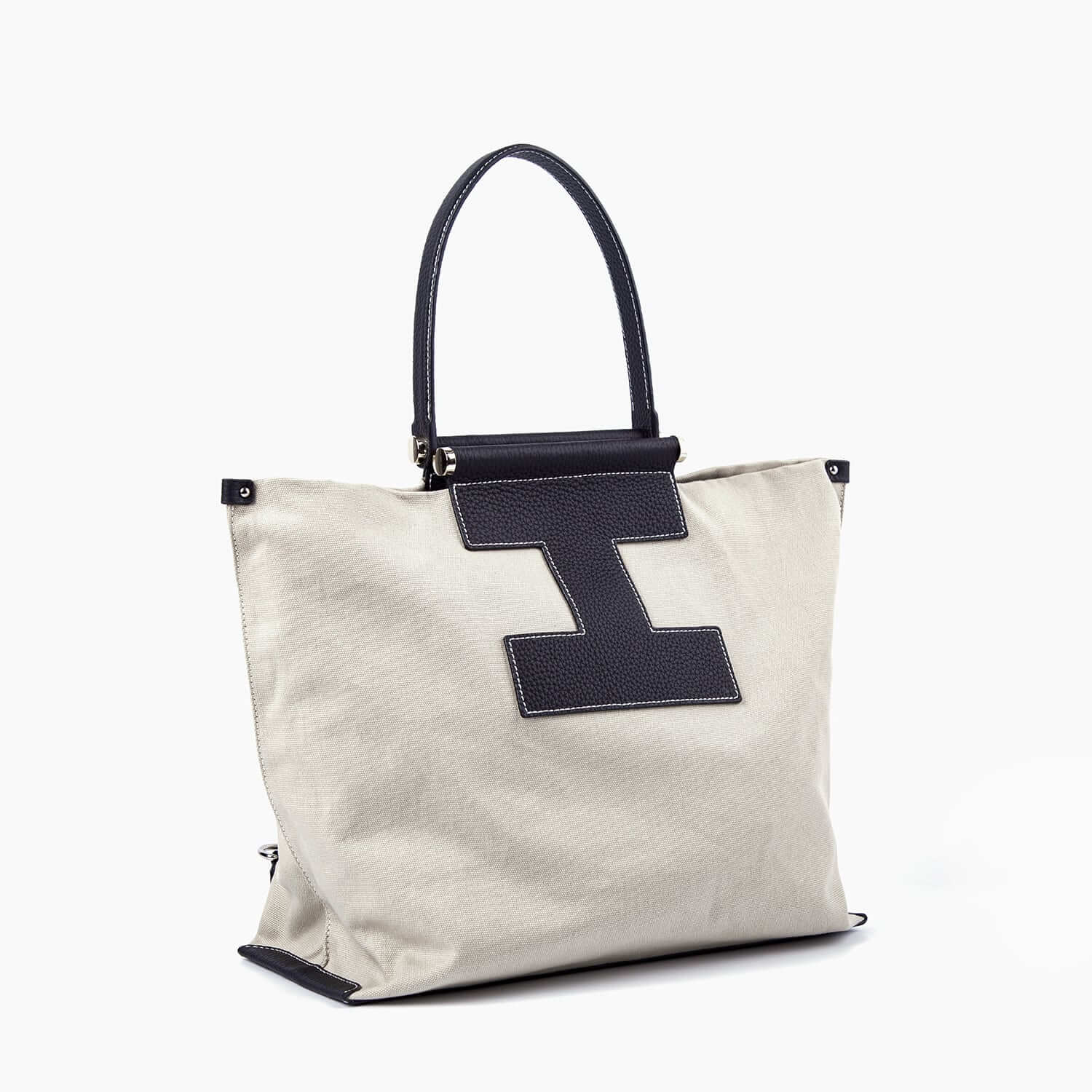 INA - Variety Tragetasche in Leder & Canvas Schwarz