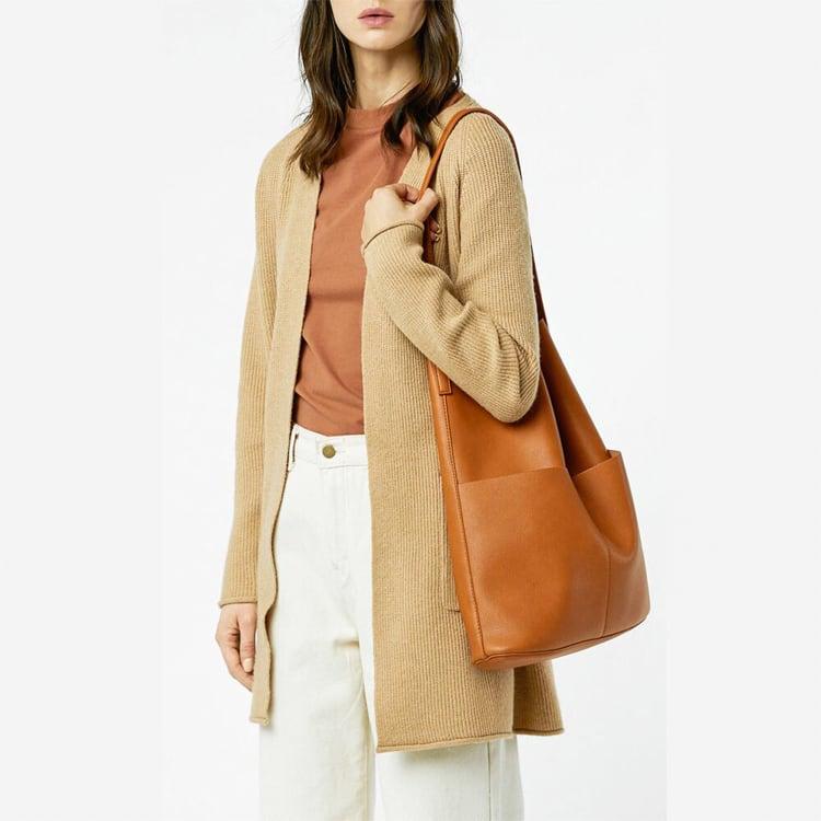 NO.2 Braune Vollkornkuh Ledereimertasche | Tragetasche | Schultertasche