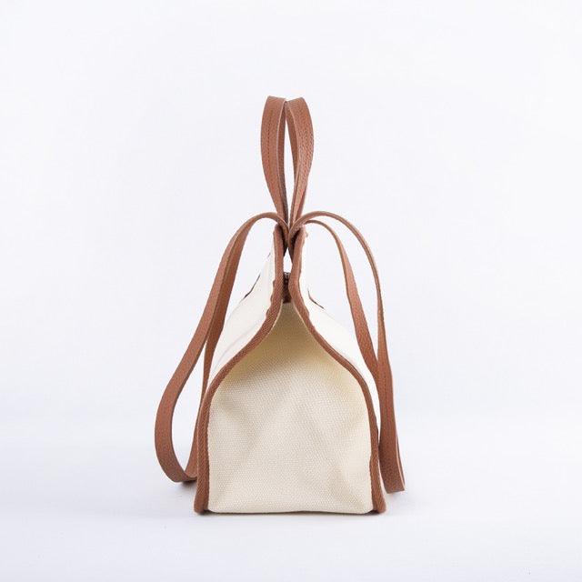 Braun & Weiß Canvas Square Große Kapazität Tragetasche | Handtasche | Crossbody Bag