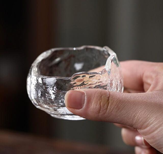 ADO Japanisches dickes Hammermuster Kleine Glas-Teeschale - 6 Stück