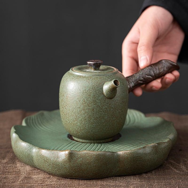 Japanisches Petal Side Grip Kung Fu Teapot Set - 6 Stück | Ein Topf und drei Tassen mit Tray