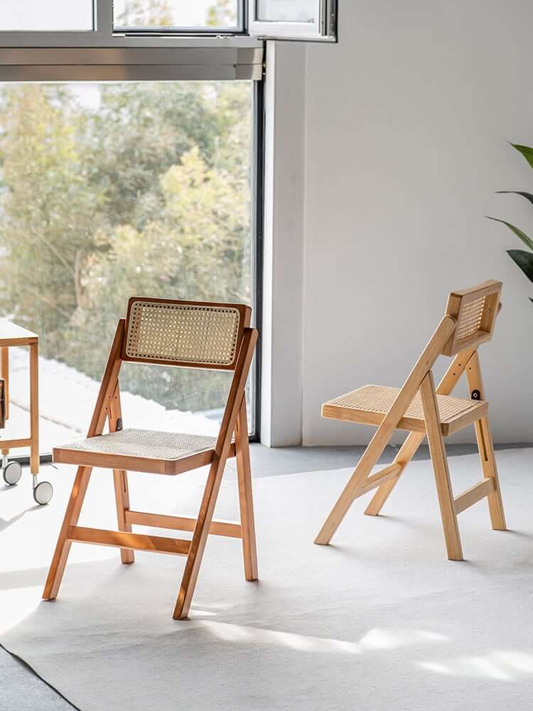 Akai Rika - Massivholz & Rattan Esszimmerstuhl | Klappstuhl