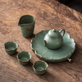 Japanisches Petal Pear Teapot Set - 6 Stück | Ein Topf und drei Tassen mit Tray